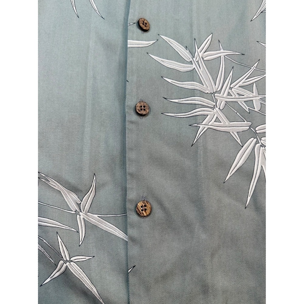 Vintage Tommy Bahama Mens Silk Bamboo Print Shirt Sage Green Palm Tree‎ Hawaiian - Picture 3 of 7